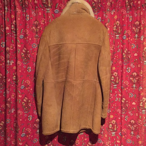 Vintage 70s Brown suede long jacket Sherpa-lined - Picture 4 of 4